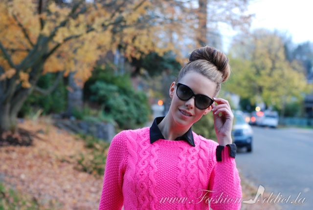 neon pink sweater