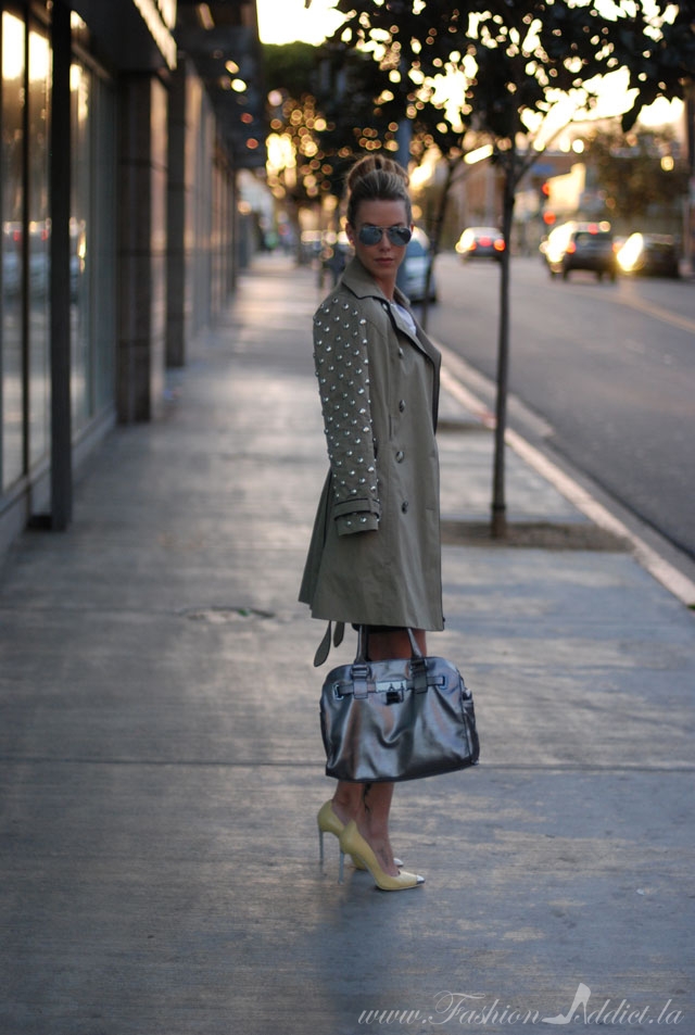 Studded Sleeved Trench Coat