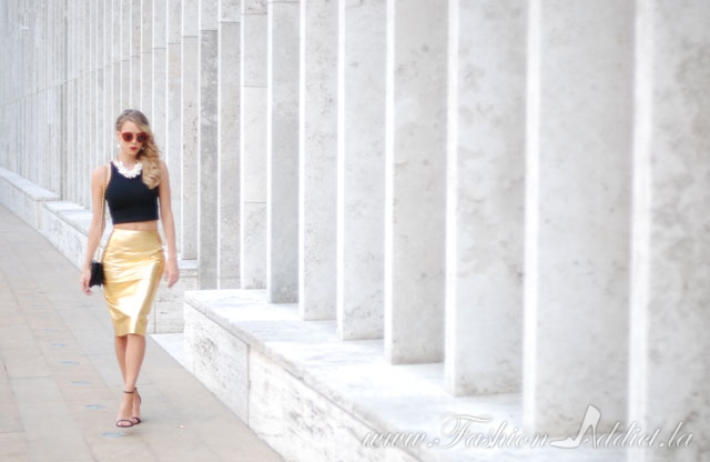Gold leather skirt