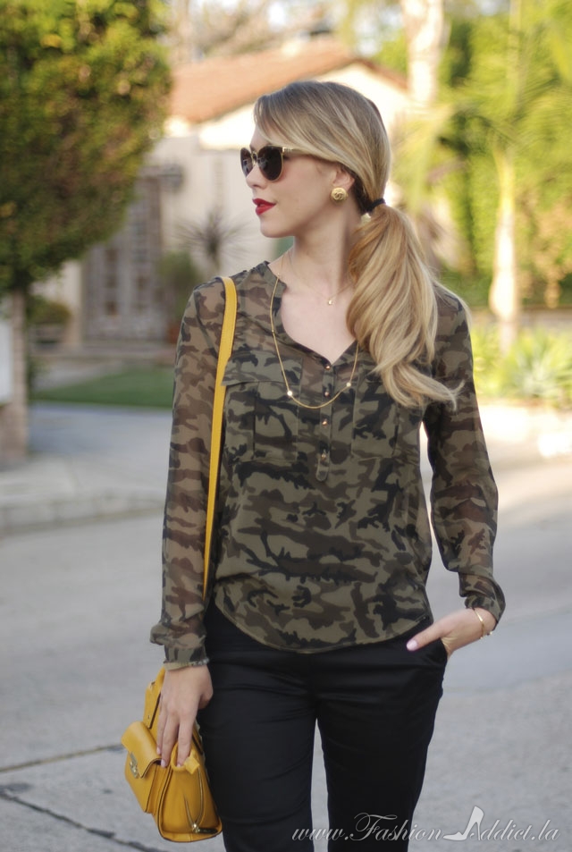 chiffon camo top