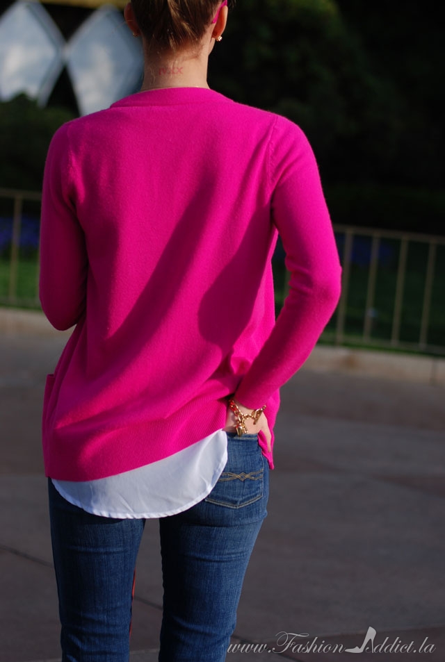 pink cardigan 