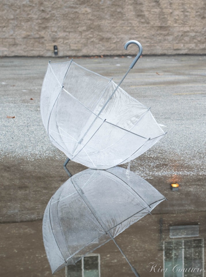 clear umbrella with reflection