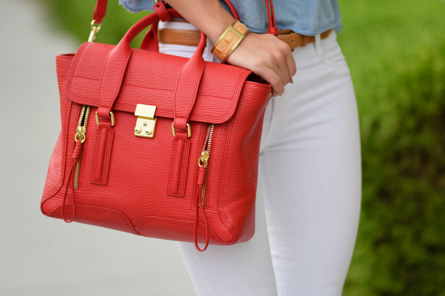 phillip lim medium satchel in red