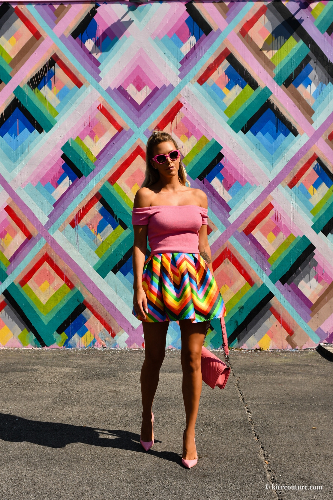 rainbow chevron skirt