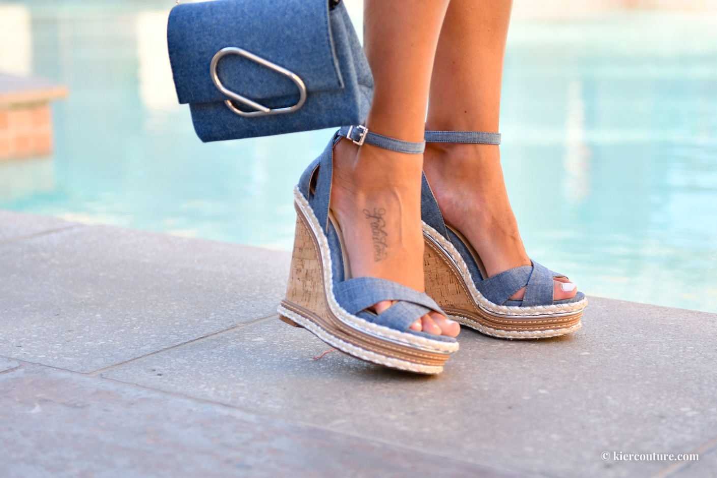 jessica simpson ahnika wedges in blue chambray denim 